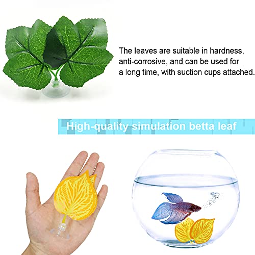 N A 10 PCS Betta Leaf Hammock Pack, Bed for Fish, Soft and Large Blue Spotted Plant Pad, Holder for Tropical Fish Aquariums and Saltwater