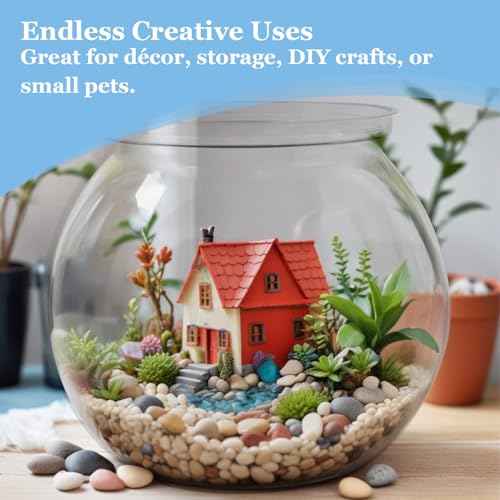 27 oz Mini Plastic Fish Bowl, Clear Round Small Fishbowl Aquarium, Unbreakable Shatterproof Plastic Betta Fish Tank, Desktop Goldfish Bowl for Home Decor & Party Centerpieces