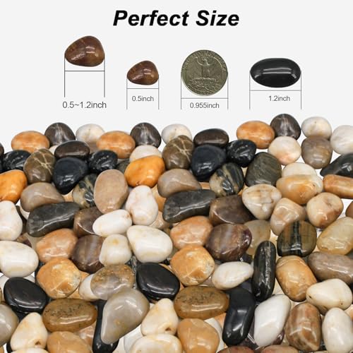 Virekm River Rocks, Decorative Ornamental Pebbles,Garden Landscaping Stones,Gravel Filler for Home Decoration Flower Bed Fish Tank Plants Vases Succulents - color: mixed color, size: 1 Pound