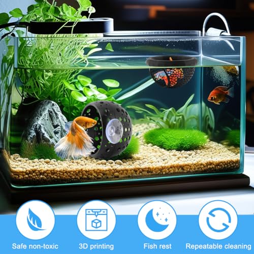 2PCS Floating Bettas Hide & Shrimp Cave 3D Printed Aquarium Hammock Floating Bettas Log Cave Bett a Hammock & Shrimp Shelter(Color:Black)