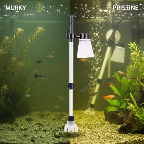 9-Piece Aquarium Gravel Cleaner Electric, Automatic Fish Tank Water Changer, 3 Modes, Sand Washer Siphon with Filter Bag, 22-32.3 in Adjustable Tube, US Adapter