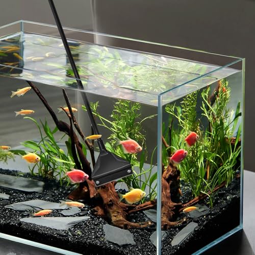 Algae Scraper for Glass Aquariums, Stainless Steel Fish Tank Cleaner Tool with 10 Blades, 25.6" Adjustable Handle Aquarium Glass Cleaning Accessories