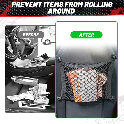 RED WOLF 2 Pcs Small Cargo Net Pocket Elastic Mesh Netting Car Mesh Pouch for Trunk RV Boats Home Cargo Storage with Screws and Hooks (17.7'' x 9.8'') - size: 17.7'' x 9.8''