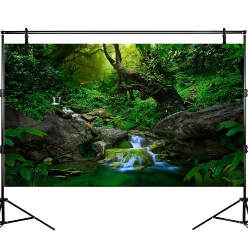 Jungle Forest Aquarium Background Rainforest Waterfall Fish Tank Background Stream Rock Glass Terrarium Backgrounds Foggy Forests Streams Meanders Green Plants Reptile Enclosure Backgrounds 24x12in - color: Dark Green, size: 24(W)x12(H)inches/ 60(W)*30cm(