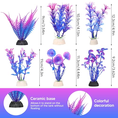 Betta Fish Tank Decor Accessories, Colorful Coral Reef Aquarium Decor Set with Coral Mountain Hideout, Starfish Bucket and 6 Aquatic Plants, Fish Aquarium Decor for Beta Fish Aquariums and Betta Fish