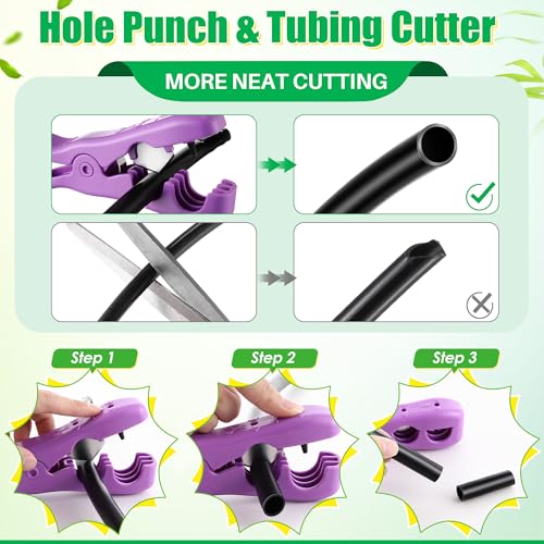 Feekoon Drip Irrigation Tubing Cutter Hole Punch Tools, 2 in 1 Hole Punch & Tubing Cutter, 2 in 1 Drip Irrigation Tool for 1/4'' Fitting Emitter Insertion for Outdoor Garden Lawn Pipe System Hose.