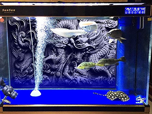 Dragon Relief Aquarium Background Poster PVC Fish Tank Decorations Landscape (48" x 20"/ 122 x 50cm) - size: 48" x 20"/ 122 x 50cm