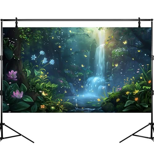 Fantasy Forest Aquarium Background Waterfall Cascades Tranquil Pool Fish Tank Background Vibrant Flora Fluttering Butterflies Reptile Tank Backgrounds Enchanted Oasis Terrarium Backgrounds 24x12in - color: Green, size: 24(W)x12(H)inches/ 60(W)*30cm(H)