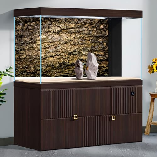Tree Bark Texture Reptile Tank Background Old Wood Texture Aquarium Background Aged Rough Natural Wooden Bark Terrarium Background Wooden Textured Aquarium Fish Tank Background Wallpaper 36x18in - color: Brown_Black, size: 36(W)x18(H)inches/ 90(W)*45cm(H)