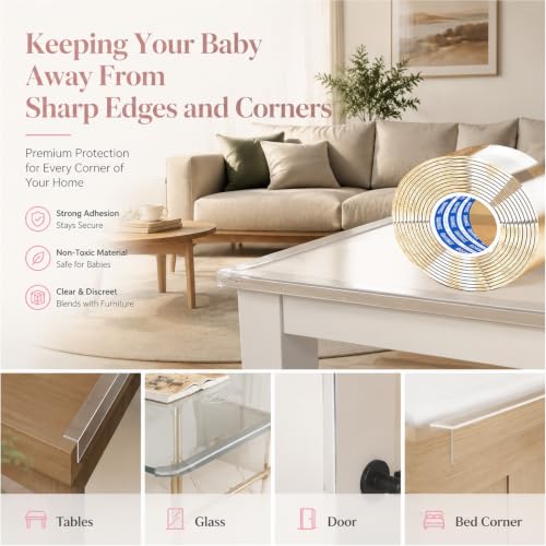 ZOMPAGO 2 Rolls Value Pack Clear Baby Proofing Edge Protector vs Single Roll,Total 6.56FT(2M),1.18in Width Invisible Furniture Corner Guard,Cuttable Sharp Edge Safety Bumper - size: 2 Roll,1.18in x3.28FT