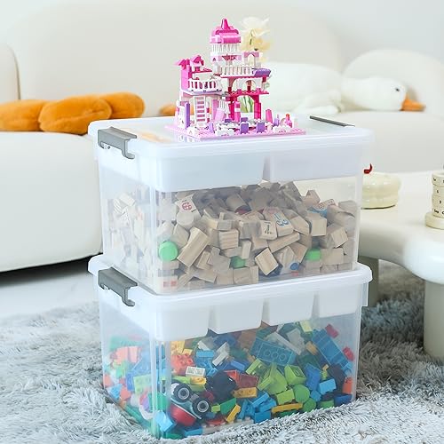 Citylife 17 QT Storage Box with Removable Tray Closet Organizers and Storage Clear Storage Container for Organizing, Craft, Tools, Files, Office Supplies, 4 Packs - size: 17 Qt- 4 Pack