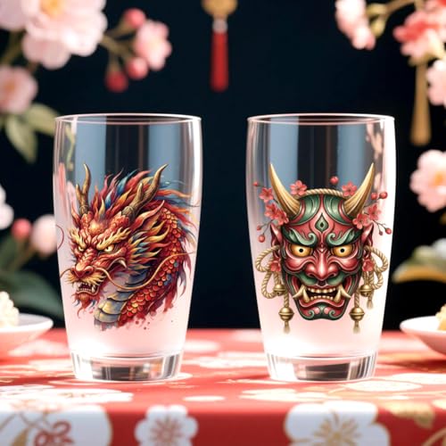 Peacoblue 18 Sheets Rub on Transfers for Crafts, Japanese Elements 3.6"x3.9" UV DTF Cup Wraps Waterproof Cold Transfers Stickers for Wood Glass Metal Cup Tumblers Mirrors Mugs Home Decor - style: Japanese Elements