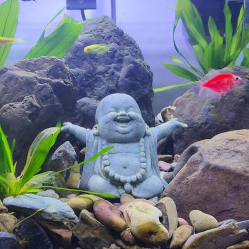 OwMell Japanese Jizo Monk Statue, Buddha Jizo Figurine Memorial Aquarium Statue Ornament - Laughing Buddha Small - color: Laughing Buddha Small