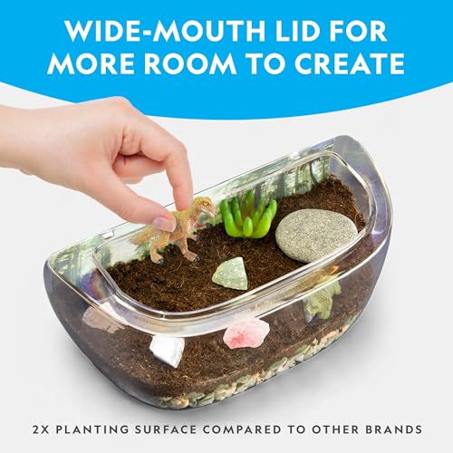 National Geographic Light Up Dinosaur Terrarium Kit for Kids – Build a Dino Habitat with Real Plants & Gemstones, Night Light, Science Kit, Dinosaur Toys for Kids Ages 6 7 8 9 (Amazon Exclusive) - style: Large Dino Habitat