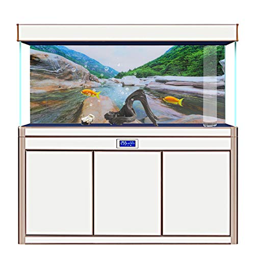 Zerodis Aquarium Background Poster, 122x50cm PVC Mountain Interval Rivers Fish Backdrop 3D Adhesive Fish Wallpaper Sticker for Aquarium Fish