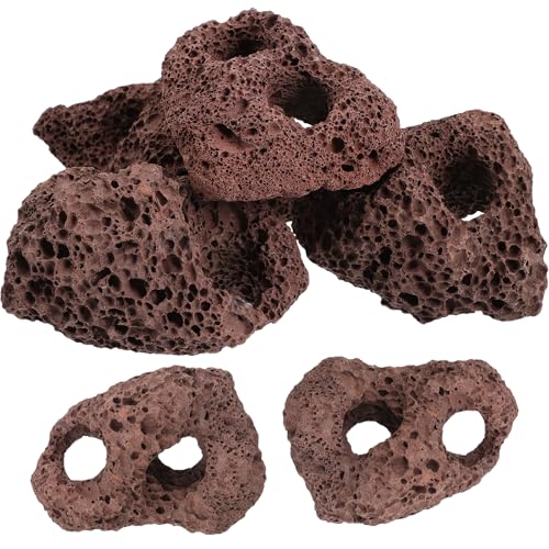 Yardwe Aquarium Rocks Volcanic Rocks 6Pcs Decorative Rocks Fish Tank Aquarium Landscape Ornaments (Random Color)