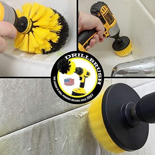 Toilet Bowl Cleaner - Toilet Brush - Bathroom Cleaner - Bathroom Drill Brush Set - Toilet Cleaner - Tile Floor Cleaner - Shower Cleaner Drill - Grout Cleaner- Bathroom Scrub Brush - Grout Tile Brush - color: Yellow
