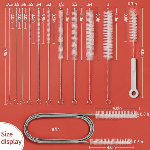 Pipe Cleaner Brush - Flexible Stainless Steel Plus Handle Brushes 12-Piece Set Long Straw Cleaning Brushes and Soft Sewer Brushes Cleaning Equipment cpap Hose Brush