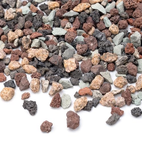 Pulovin 2.5lbs Mix Horticultural Lava Rocks for Plants, 1/5 Inch Potting Soil Amendment for Succulents, Cacti, Bonsai, Decorative Gravel Plant Drainage Volcanic for Terrarium, Top Dressing - color: Multi