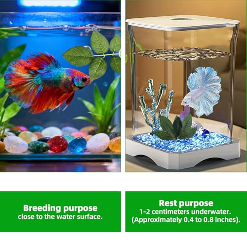 Betta Fish Plant Hammock - Aquarium Floating Leaf Decor with Suction Cup Beta Fish Hideout for Resting Simulating Habitat
