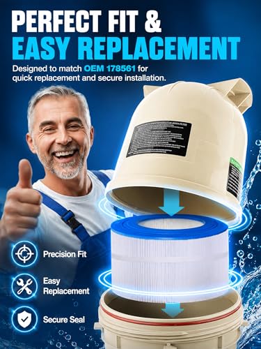 Pool Filter Housing Cover Almond lid Assembly Replacement Parts Fit for Pentair Clean Swimming Pool & Spa CC200 CC150 CC75 200 150 75 Replaces 178561 160317 160318 178555 12IN