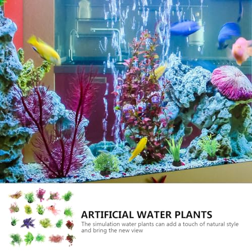 BESPORTBLE Artificial Aquarium Plants Mini Simulation Water Grass for Fish Tank Decor Plastic Aquatic Plant Adornments Betta Fish Tank Accessories Natural Style Aquarium Supplies 20 Pcs