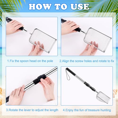 POILKMNI New Upgraded 2 Pcs Shark Tooth Sifter with Seashell Bags, Beach Sand Sifter, Sand Scoop Shell Scooper for Beach Scoop Shovel Sifter Tool for Picking Up Shells, Shark Tooth Sifter Dipper - color: Black