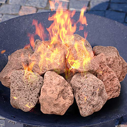 Skyflame 10LB Natural Lava Rocks for Fire Pits, Fire Tables, Fireplaces, Garden Landscaping Decoration, Indoor and Outdoor Use, 3"-5" Sizes, Red - color: Red, size: 3"-5"