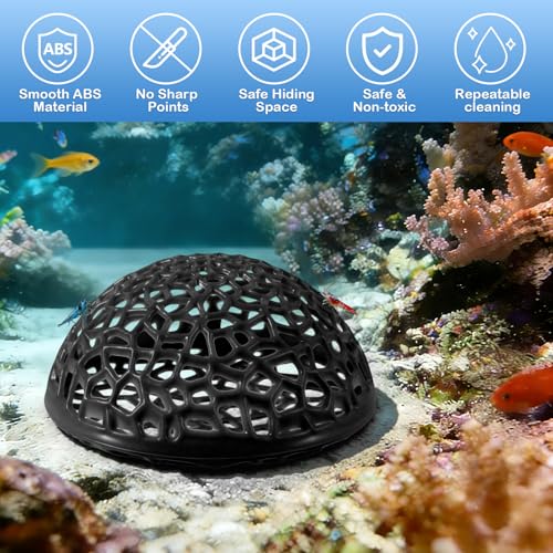 2 Pack Aquarium Shrimp Hide Cave, Porous Shrimp Hideout Shelter for Breeding & Molting, Detachable Tunnel Ornament for Fish Tank, Shrimp & Small Fish (Black) - color: Black