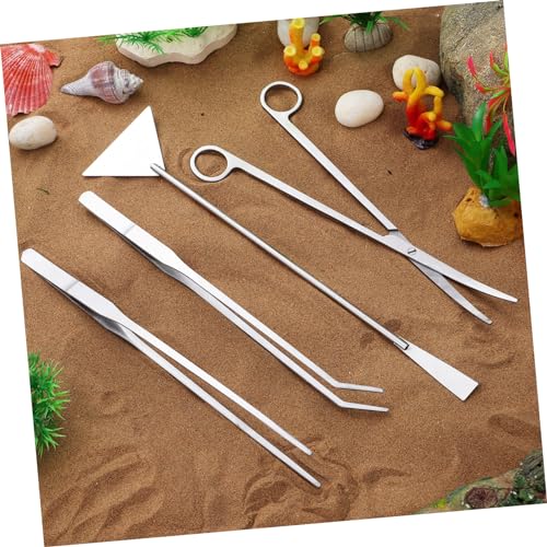 Mipcase 1set Aquascaping Tool Kit Aquarium Scissors Tweezers and Scraper for Plant Trimming and Fish Tank Maintenance Terrarium Cleaning Set