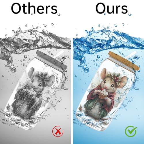UV DTF Cup Wrap for 16oz Glass, 12 Sheets Victorian Mouse Decals Personalized Rub on Transfer Stickers for Glass - style: Victorian Mouse