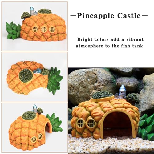 Tfwadmx Aquarium Decorations Resin Pineapple Fish Tank House Hermit Crab Hideout Cave Shelter Decor Underwater Landscape Hut Aquarium Ornament for Shrimps Breeding Hiding