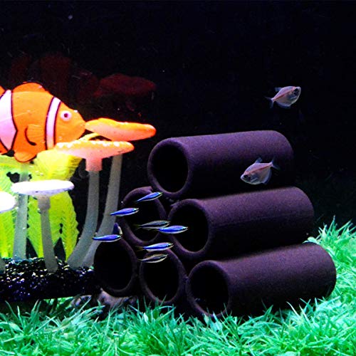 Saim Ceramic Shrimp Shelter Fish Breeding Cave Spawning Tube Ornament Hiding Cave Aquarium Decorations with 3 Fish Decorations for Fish Tank Aquarium (6 Hole Shape)