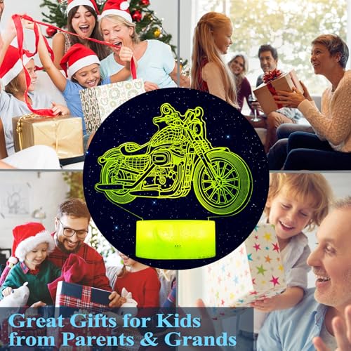 Motorcycle Gifts, Motorcycle Night Light, Motorbike 3D Illusion Lamp, 16 Colors Changing, Timer, 4 Flash Modes and Dimmable，LED, Kids Room Decoration, Xmas Birthday Gifts - color: Color 2