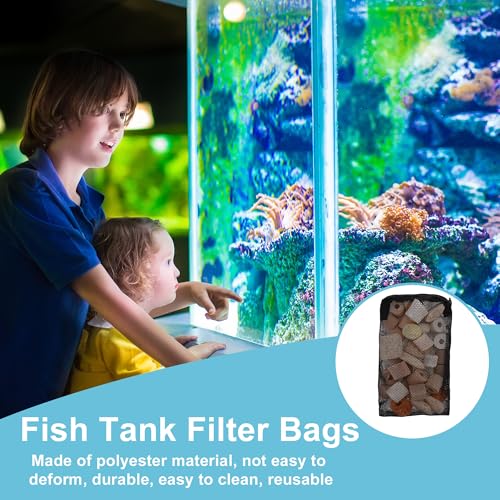 Aquarium Filter Media Bags, Fine Mesh Filter Bags, Mesh Zipper Bags for Activated Carbon Resin Filters, Reusable Fish Tank Filter Bag, 7.1 x 4.7 Inch, Black