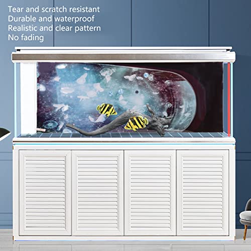 3D Aquarium Background PVC Fish Tank Decoration Sticker, Self Adhesive Backdrop with Realistic Pattern for Freshwater Saltwater Tanks (122 * 50CM) - size: 122*50CM