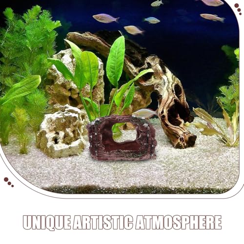 Beaupretty 2pcs Resin Fish Tank Decorations Broken Barrel Aquarium Cave Hideout Ornaments for Betta Fish and Shrimp Shelter, Small Crimson and Ebony Barrel Design for Freshwater Random Color