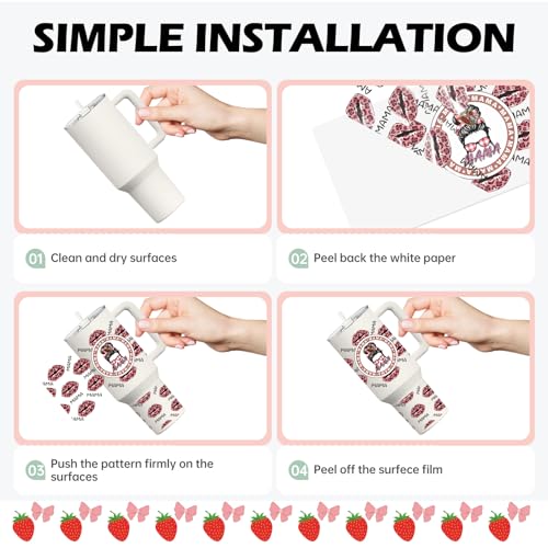 Pink Bows UV DTF Stickers - 3 Sheets Coquettte Bow Uvdtf Cup Wraps for 40 oz Glass Water Bottle, Cute Bear Flowers Waterproof Transfer Sticker DIY Coffee Mug Journal Guitar Craft Decals Decoration - style: Bows
