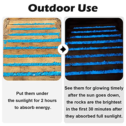 NAMTSO Glow in The Dark Rocks Outdoor, 500 pcs Blue Solar Rocks for Landscaping, Outdoor Decor Glow in The Dark Stones, Glowing Pebbles for Garden Backyard Patio Lawn Pond Fish Tank Aquarium Decor - color: Blue