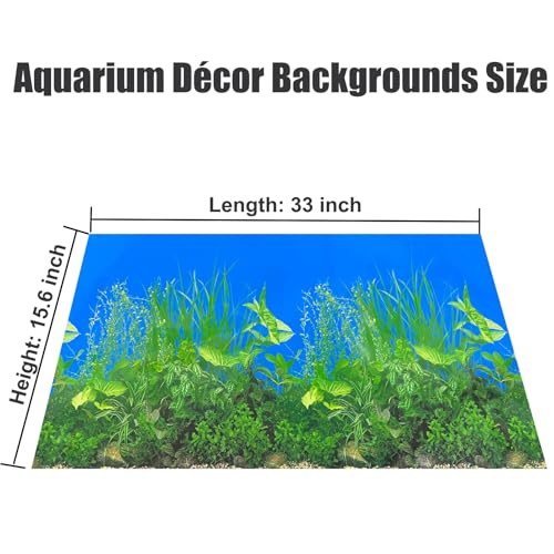 XCNO Fish Backgrounds Paper Double Sides Undersea Aquarium Background Poster Colorful Sea Anemone Fish Tank Background Sticker Decorations 16"x 33" - color: Coral Reef, size: 15.6" x 33" In