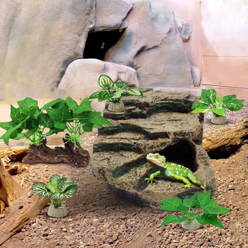GOZILLA Silk Fish Tank Plants,Reptile Artificial Plant,Reptile Plants for Terrarium,Aquarium Decorations Accessories Set,Resin Driftwood Artificial Silk Aquarium Plant for Fish Tank.(5PCS/C-Set) - color: 5pcs/C-set