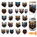 arricraft 10 Sheets Beast Theme UV DTF Cup Wrap for 16OZ Glass, Bear Head Rub on Decals PVC Transfer Stickers for DIY Cups Wood Funiture 24x11cm/9.4x4.3inch - style: Beast Theme
