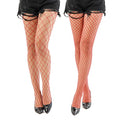 EVERSWE High Waist Fishnet Tights, Thigh High Suspender Stockings - color: Red (Large Grid+medium), size: Large-X-Large