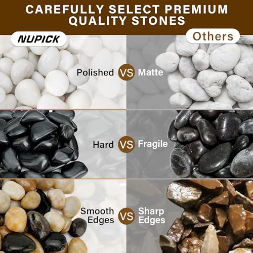 NUPICK 45lb Mix River Rocks for Outdoor Landscaping, 1-2 Inch Pebbles for Indoor Plants, Natural Polished Aquarium Gravel, Decorative Rocks for Succulent, Garden, Vases Fillers, Bird Baths - color: Mixed, size: 1-2"-45lb