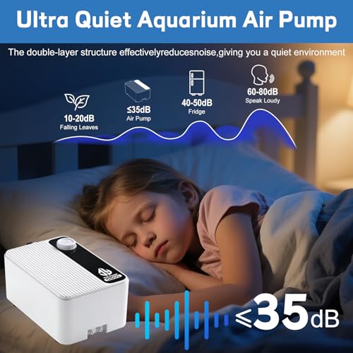 Aquarium Air Pump, Quiet Powerful Fish Tank Air Pump, Adjustable Fish Tank Bubbler with Air Stone, 2.3W/5.5W/8W Bubbler for Aquarium Fish Tank for Small Medium Large Fish Tank Up to 200 Gallon - size: 5.5 W(Tank Up to 120 Gallon Aquariums)