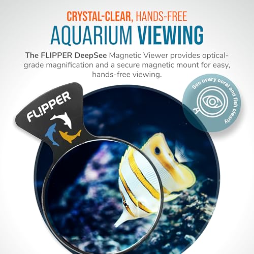 FLIPPER DeepSee Nano 3″ Magnetic Aquarium Viewer – Optical-Grade Magnifying Lens for Clear Underwater Viewing – Reef & Freshwater Tank Accessory for Fish, Coral & Aquascapes (Up to 3/8″ Glass) – Black - color: Black, size: NANO 3"
