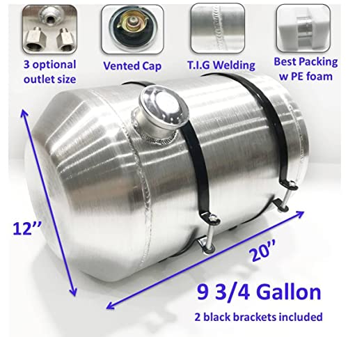 JSD 9.75 Gallons 12" x 20" Aluminum Spun Round Gas Tank Fuel Cell Tank End Fill 3/8" NPT Outlet-Off-road,go kart - size: 12" x 20"