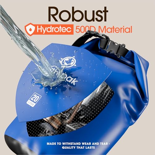 Earth Pak Waterproof Dry Bag - Roll Top Waterproof Backpack Sack Keeps Gear Dry for Kayak with Waterproof Phone Case - color: Blue, size: 20L