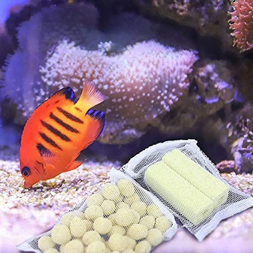 Wave Point 10pcs Aquarium Filter Media Bags with Zipper for Activated Carbon, Biospheres, Ceramic Rings, etc. - color: Black & White