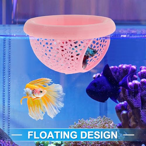 Betta Hideout Cave, Aquarium Floating Betta Hideout, Multi-Functional Betta Fish Hammock, Pink - color: Pink